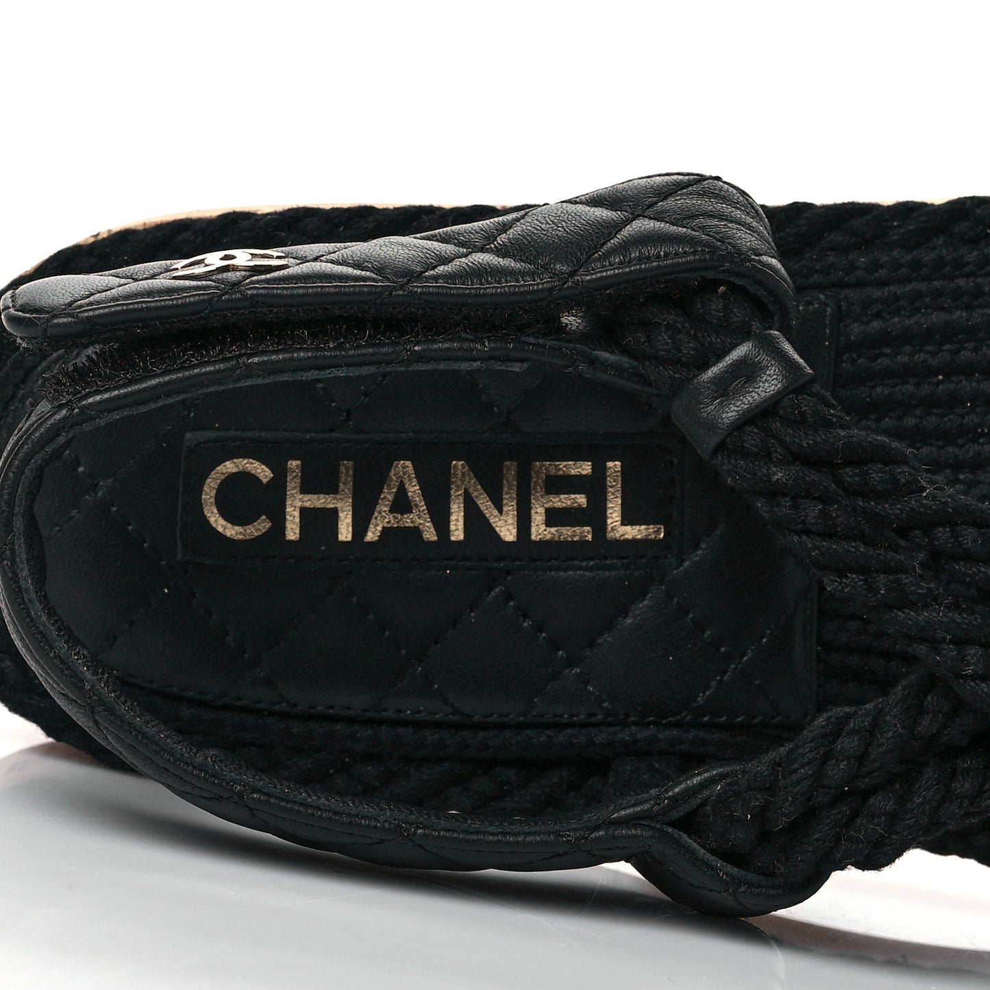 Cord Lambskin Quilted Logo Sandals 41 Black