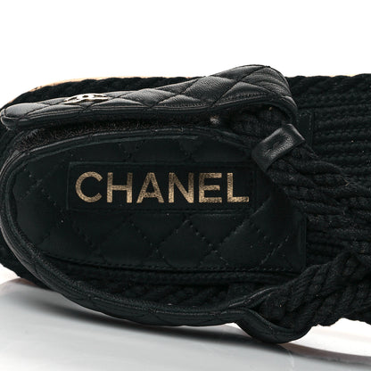 Chanel Cord Lambskin Quilted Logo Sandals 41 Black 7 of 8