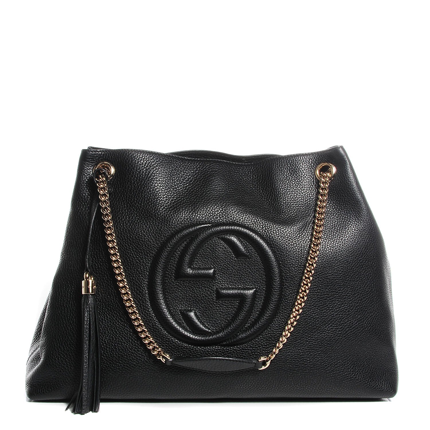 Gucci Pebbled Calfskin Large Soho Chain Shoulder Bag Black 1 of 7