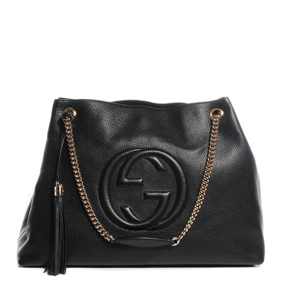 Gucci Pebbled Calfskin Large Soho Chain Shoulder Bag Black 1 of 7