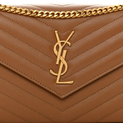 Saint Laurent Grain De Poudre Matelasse Chevron Monogram Chain Wallet Dark Natural 8 of 13