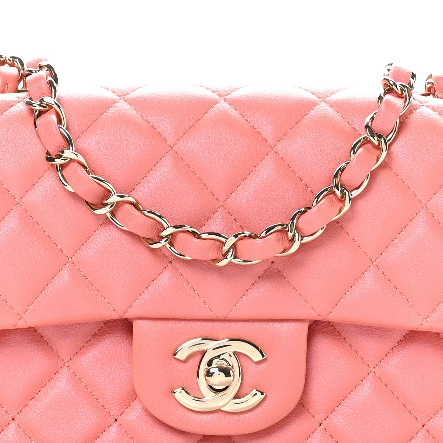 Lambskin Quilted Mini Rectangular Flap Pink