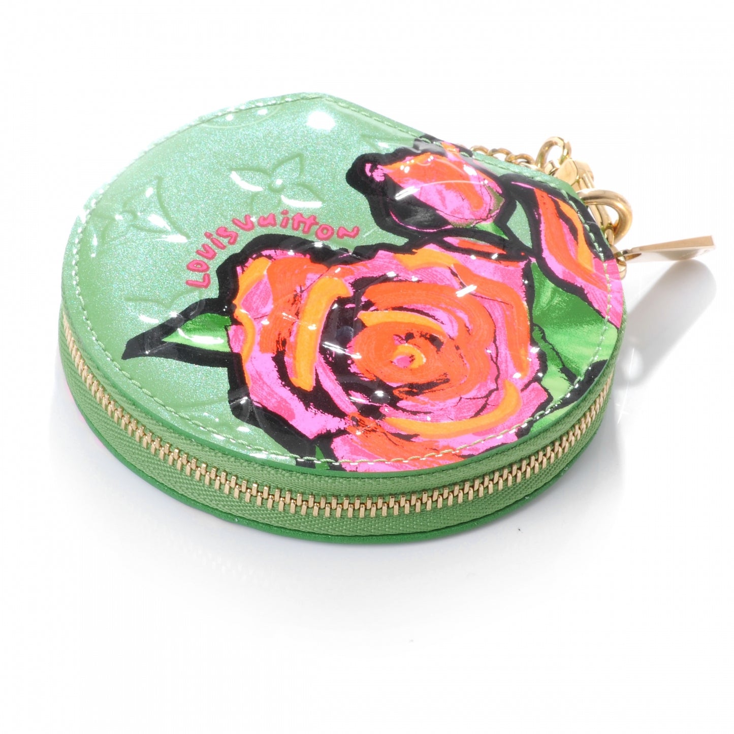 Vernis Roses Chapeau Coin Purse Vert Tonic