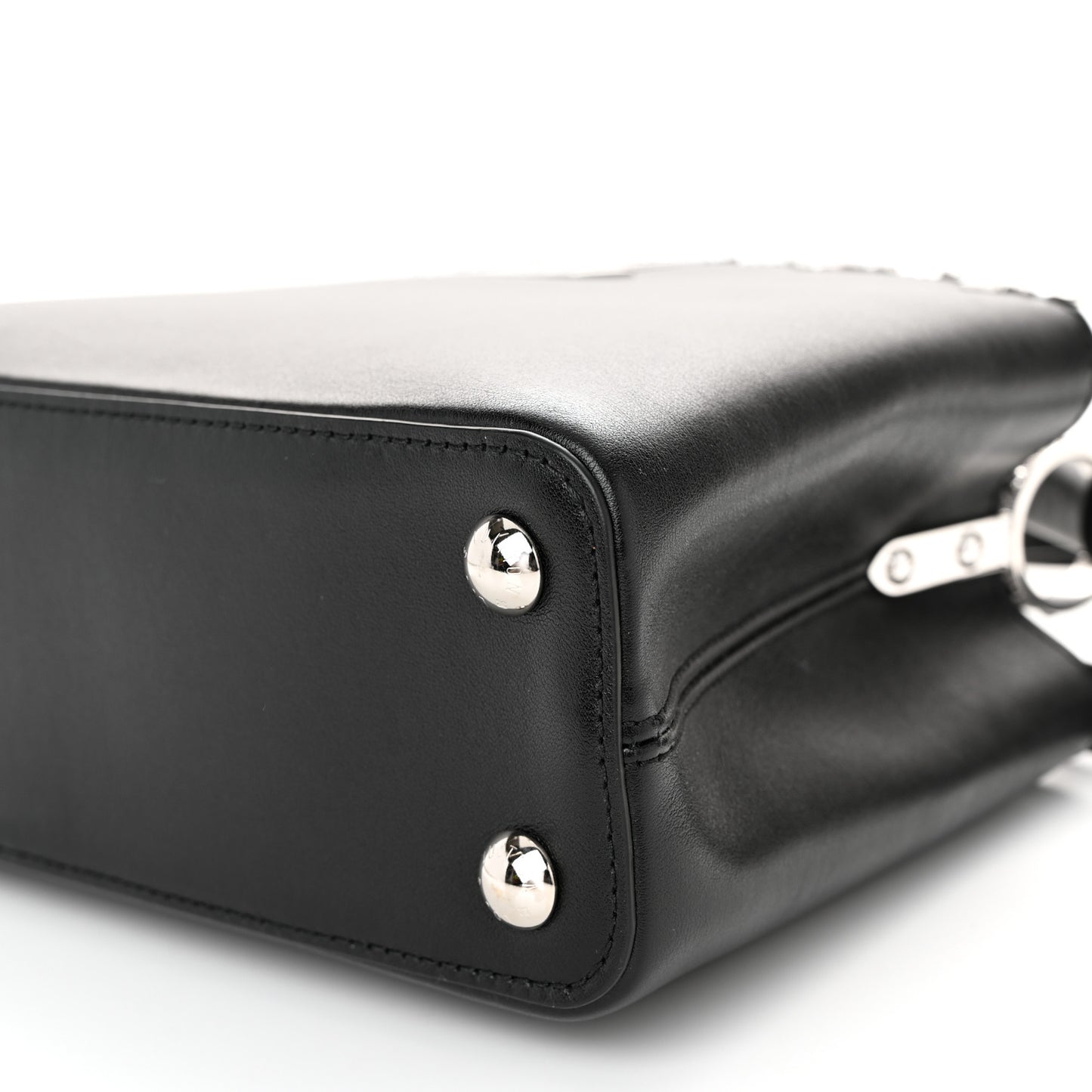 Smooth Calfskin Crystal Flowers Capucines BB Black