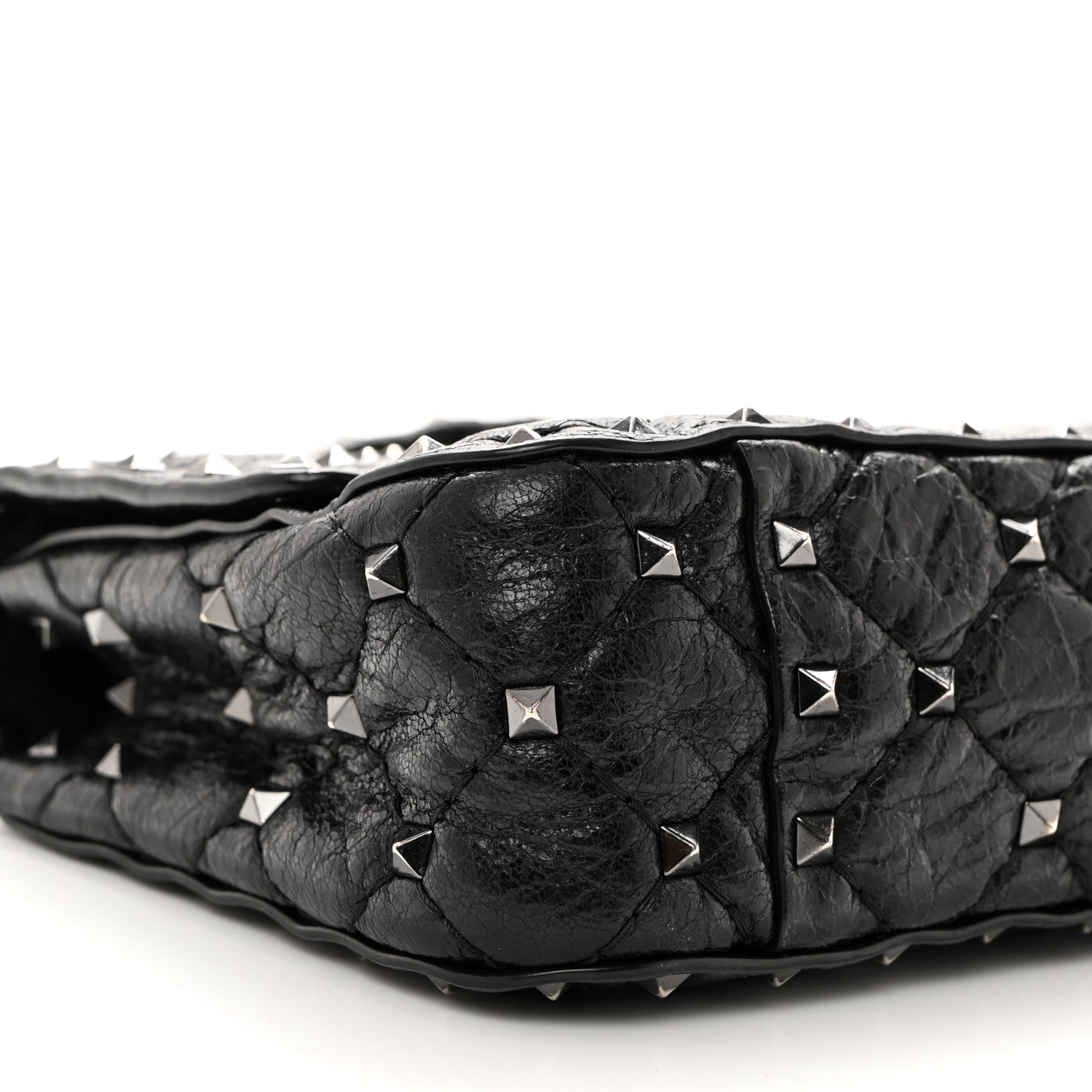 Valentino Garavani Craquele Nappa Small Rockstud Spike Shoulder Bag Black 8 of 12