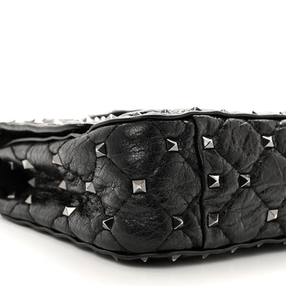 Valentino Garavani Craquele Nappa Small Rockstud Spike Shoulder Bag Black 8 of 12