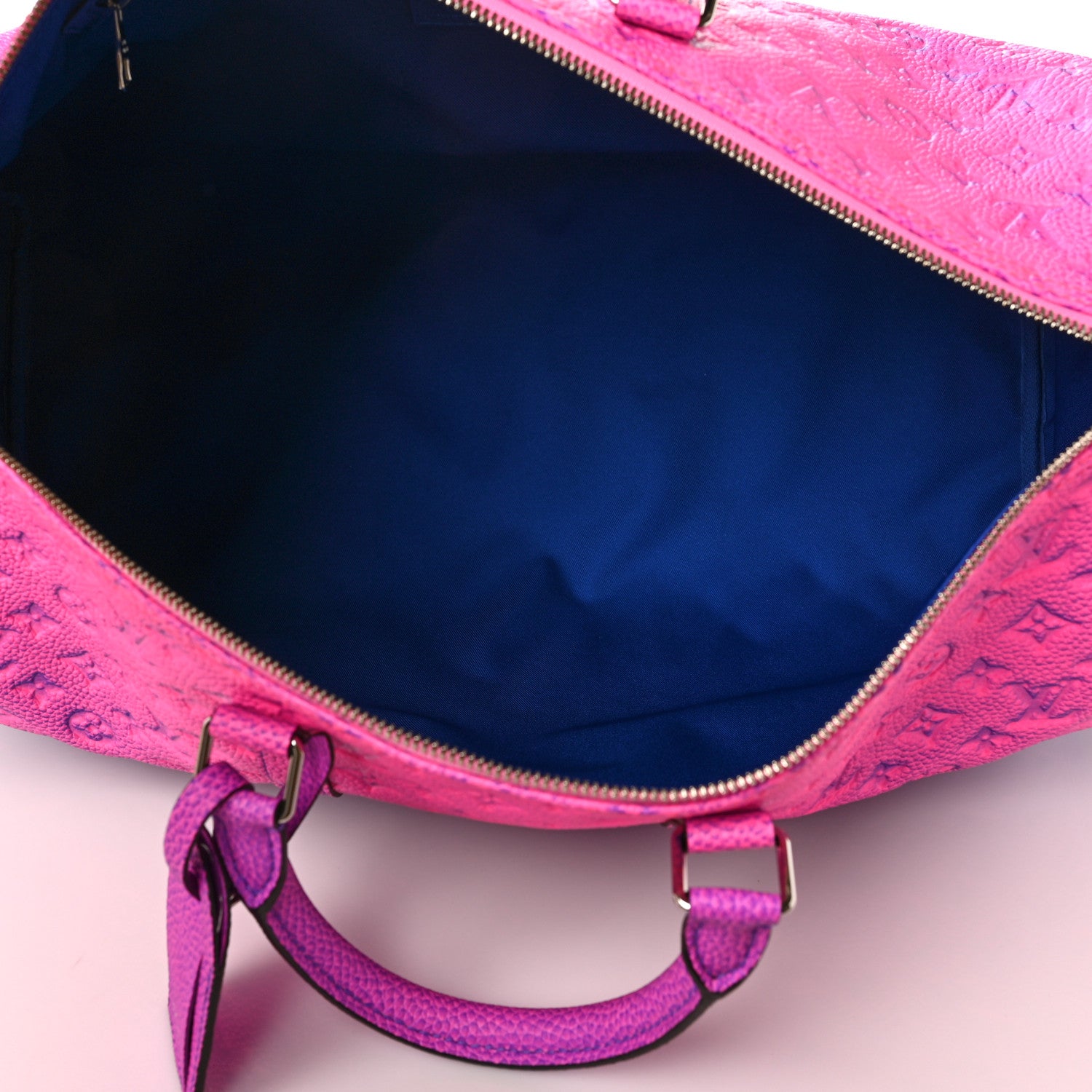Louis Vuitton Taurillon Illusion Keepall Bandouliere 50 Bleu Rose 5 of 9