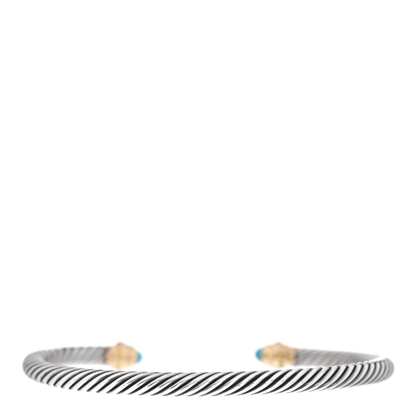Sterling Silver 18K Yellow Gold Turquoise 4mm Cable Classics Bracelet
