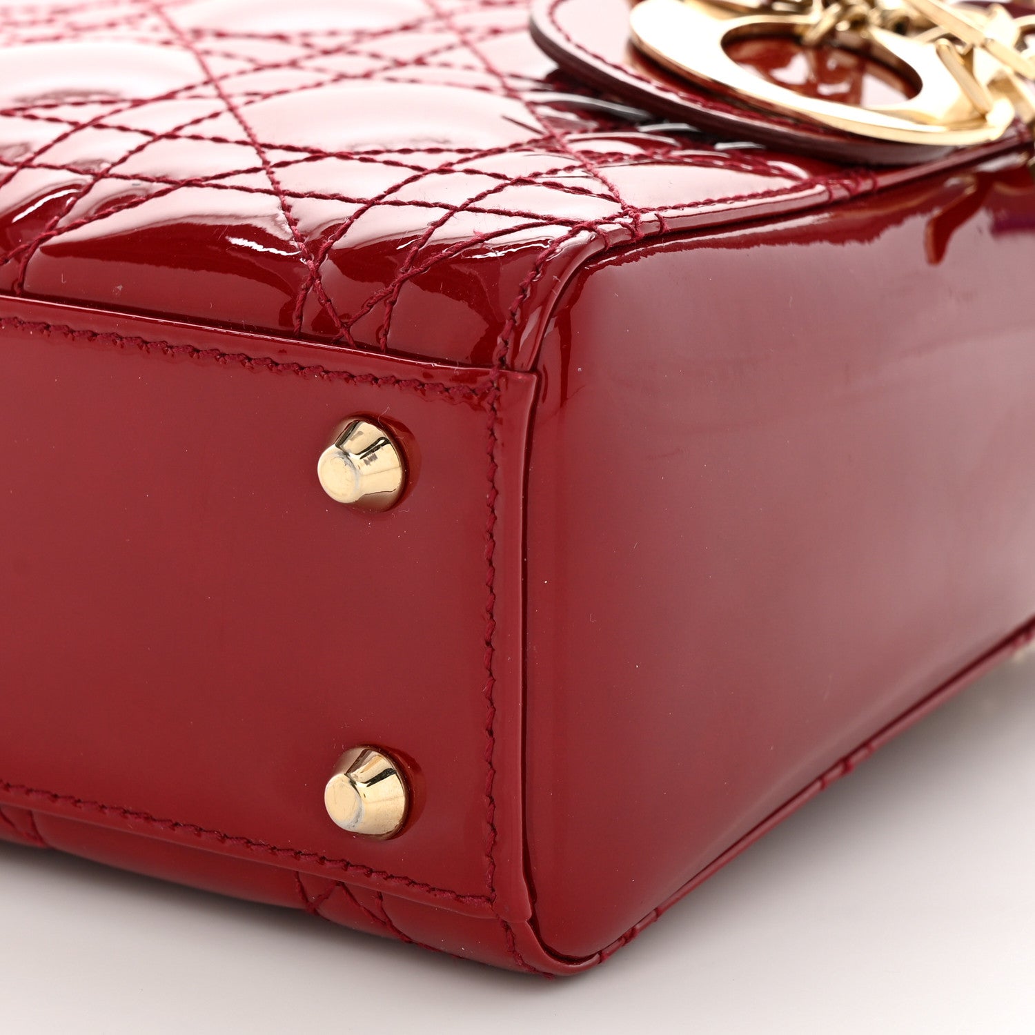 Christian Dior Patent Cannage Mini Lady Dior Red 10 of 11
