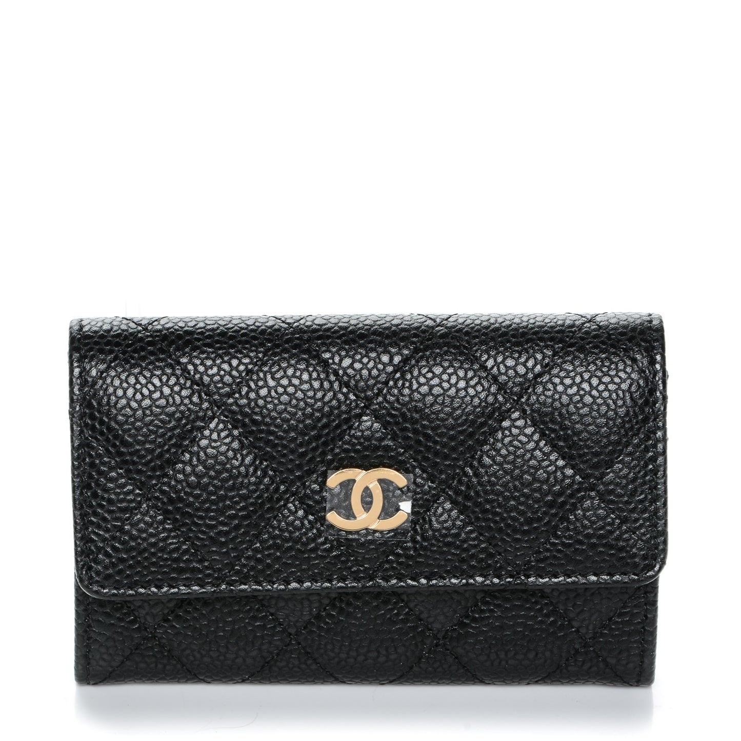 Caviar Quilted Card Holder Black
