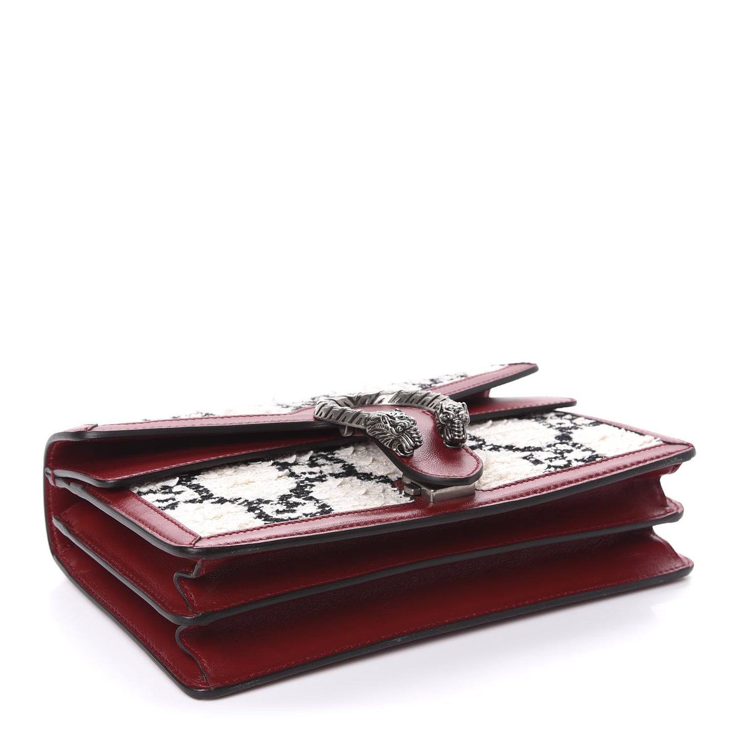 Tweed GG Monogram Small Dionysus Shoulder Bag White Black Romantic Cherry