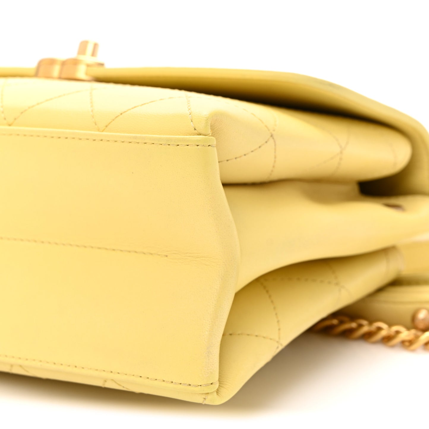 Lambskin Stitched Coco Luxe Small Flap Yellow