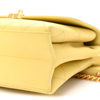 Chanel Lambskin Stitched Coco Luxe Small Flap Yellow 10 of 11