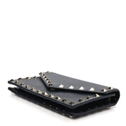 Valentino Garavani Pebbled Calfskin Rockstud Envelope Wallet on Chain Black 6 of 6