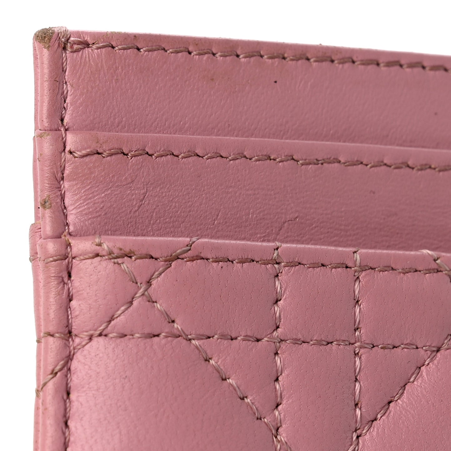 Lambskin Pearl Cannage Dior Jolie Freesia Card Holder Pink