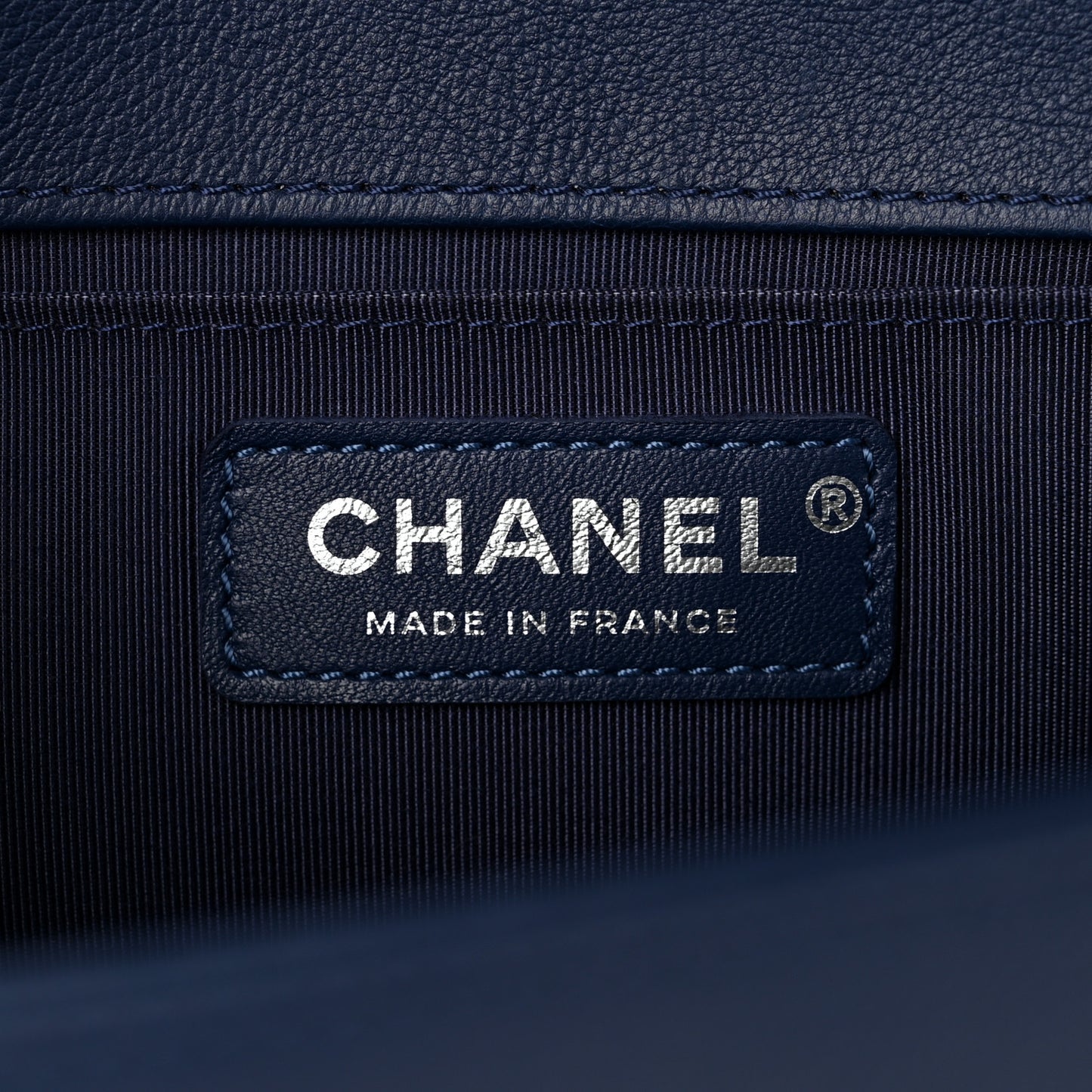 Grained Calfskin Quilted Medium Boy Flap Navy