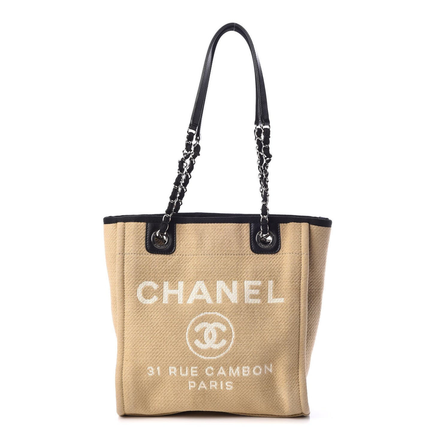 Canvas Mini Deauville Tote Beige Black