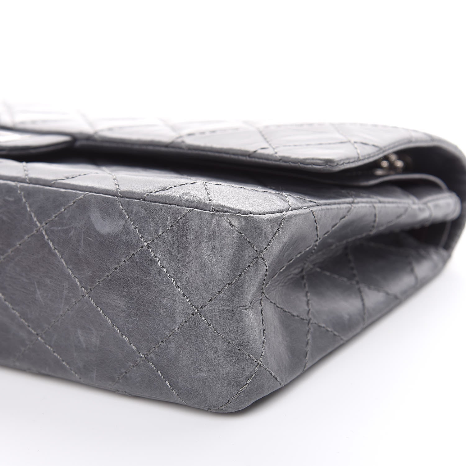 Chanel Aged Calfskin Quilted 50th Anniversary 2.55 Reissue Flap 226 Grey 10 of 18