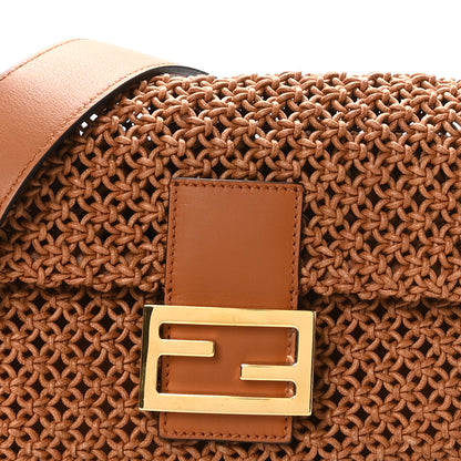 Fendi Straw Vitello King Woven Baguette Brandy 8 of 10