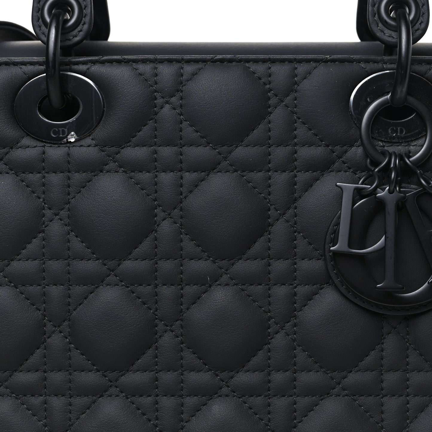 Ultra Matte Calfskin Cannage Large Lady Dior Black