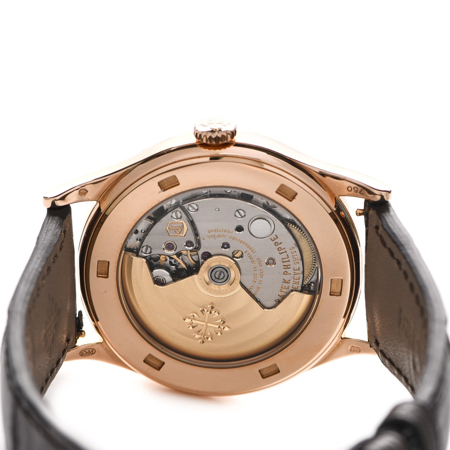 18K Rose Gold Alligator 38mm Calatrava Automatic Watch 5296R-010