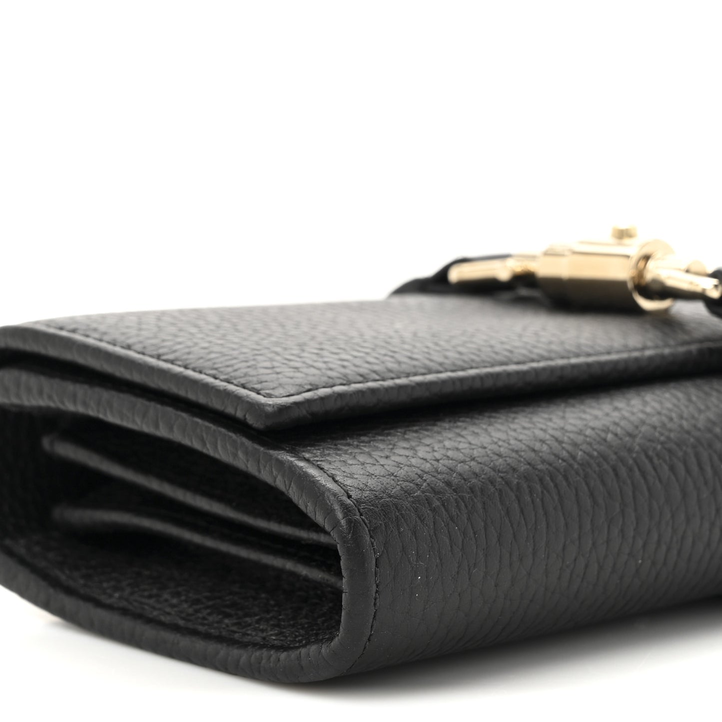 Pebbled Calfskin Jackie 1961 Chain Wallet Black Black