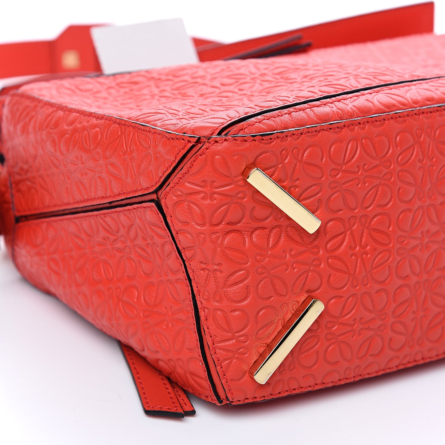 Calfskin Embossed Small Puzzle Bag Red