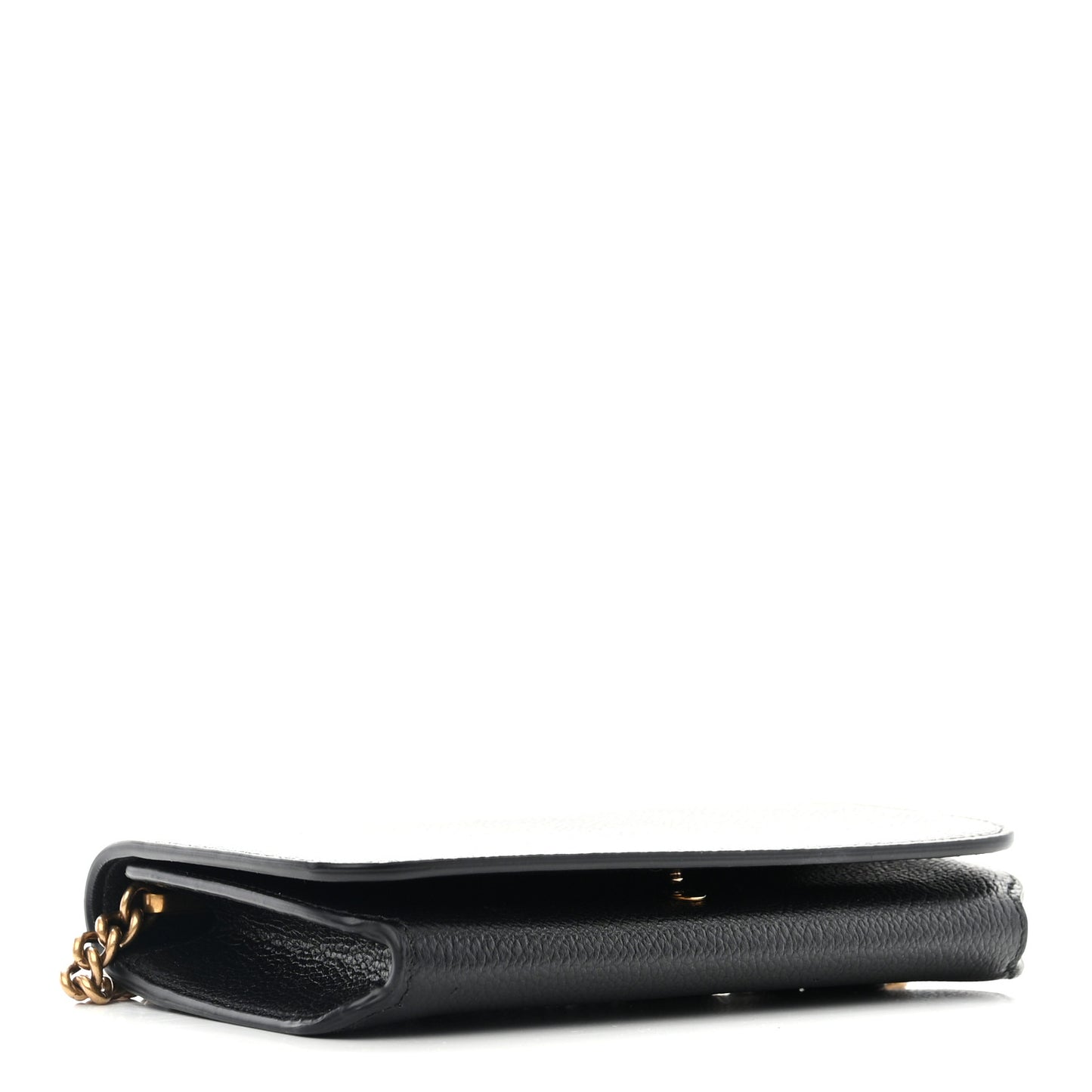 Grained Calfskin Logo Cash Phone Holder Wallet On Chain Black White
