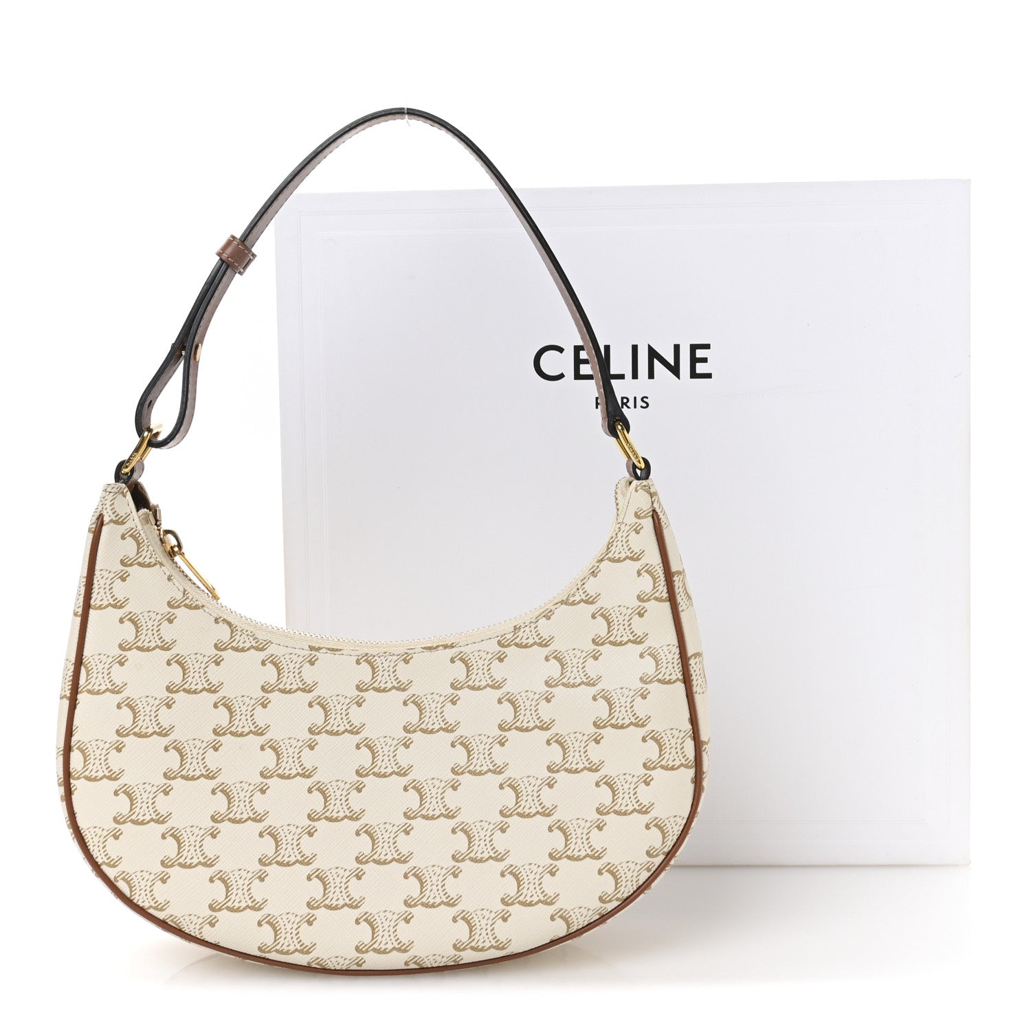 Celine Canvas Calfskin Ava Triomphe Shoulder Bag White 12 of 12