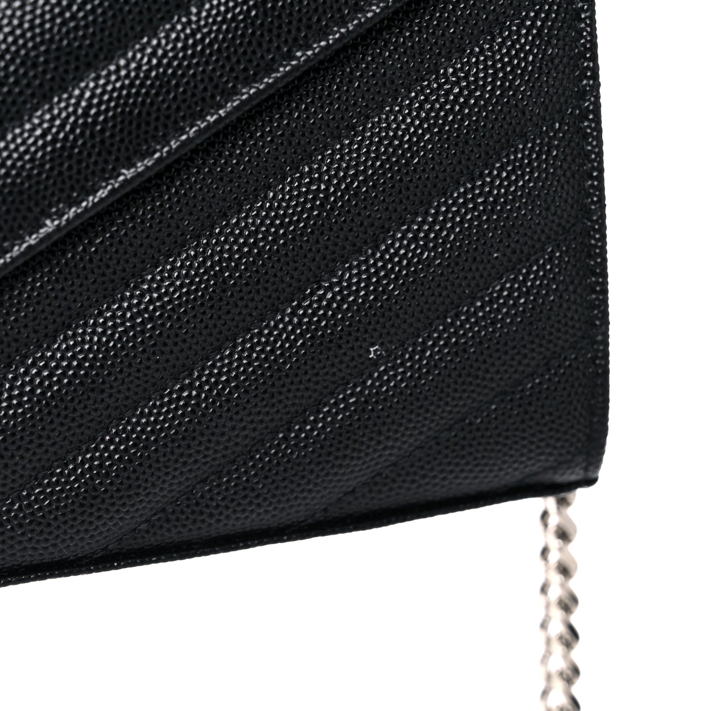 Grain De Poudre Matelasse Chevron Monogram Chain Wallet Black