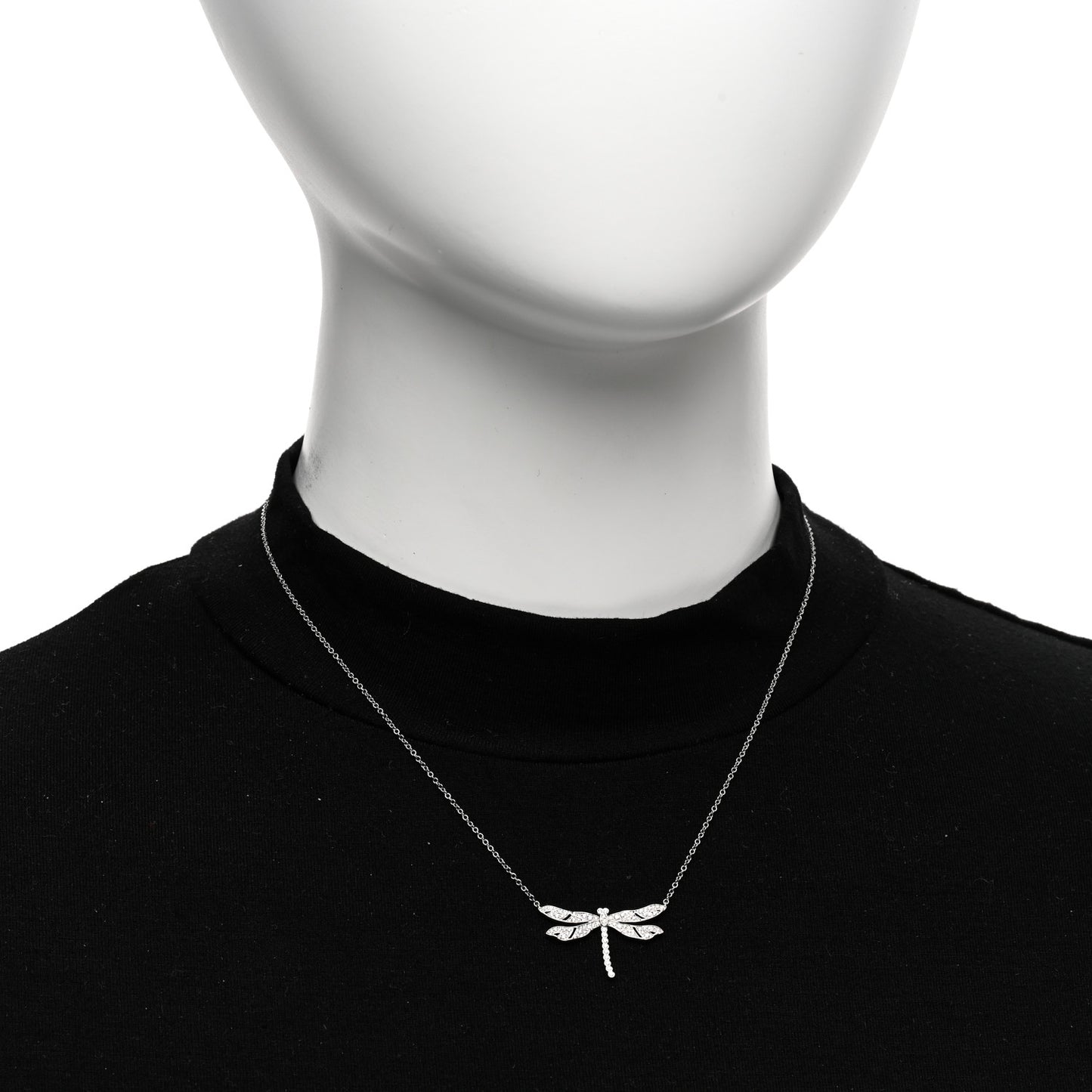 Platinum Diamond Dragonfly Pendant Necklace