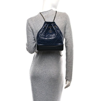Chanel Aged Calfskin Quilted Small Gabrielle Backpack Blue Black 2 of 10