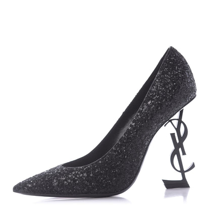 Saint Laurent Glitter Opyum 100 Pumps 38 Black 1 of 11
