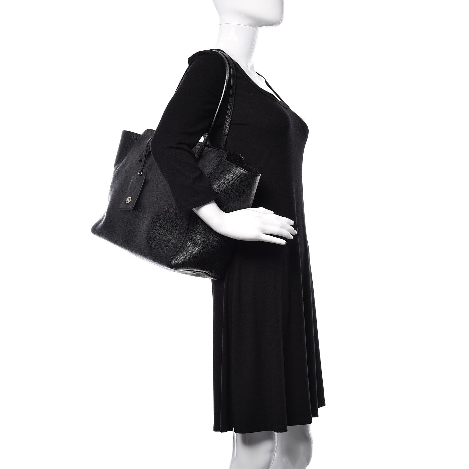 Gucci Pebbled Calfskin Medium Swing Tote Black 2 of 9