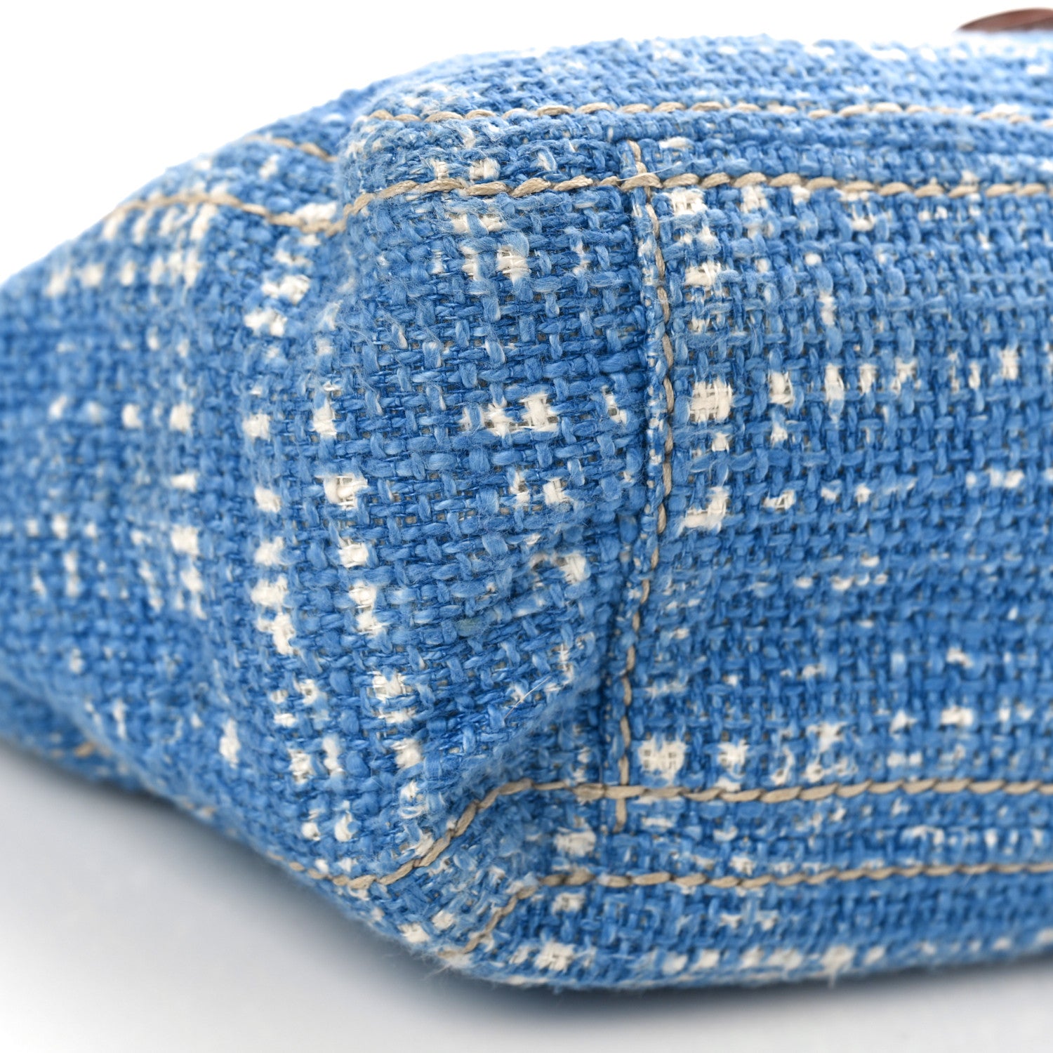 Prada Tweed Medium Shoulder Bag Blue 8 of 11