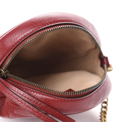 Gucci Glazed Calfskin Matelasse Heart Mini GG Marmont Round Shoulder Bag Romantic Cerise 5 of 10