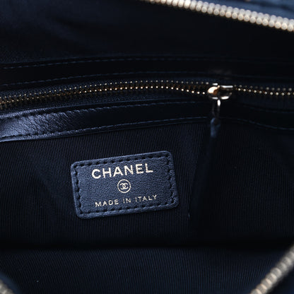 Chanel Tweed Quilted Large Chanel 19 Pouch Black Navy Gold 6 of 8