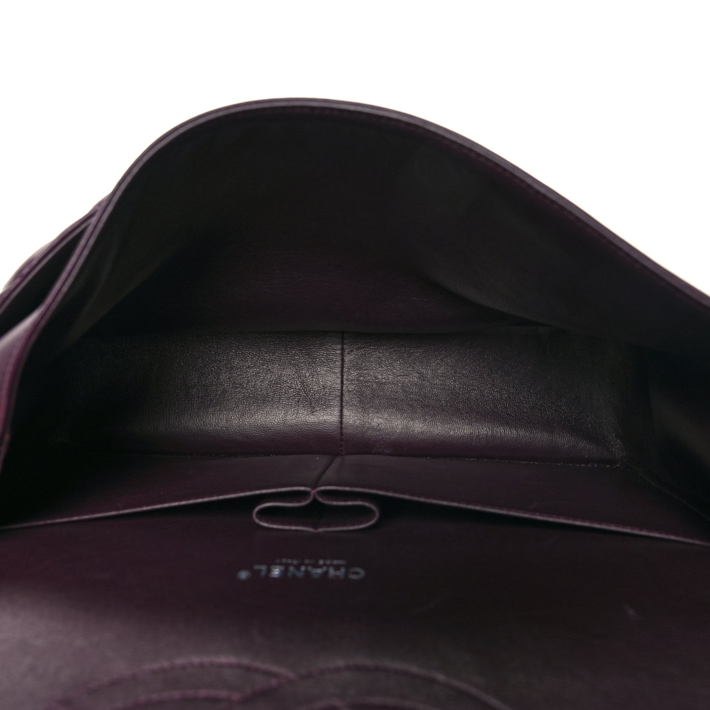 Lambskin Quilted Maxi Double Flap Plum