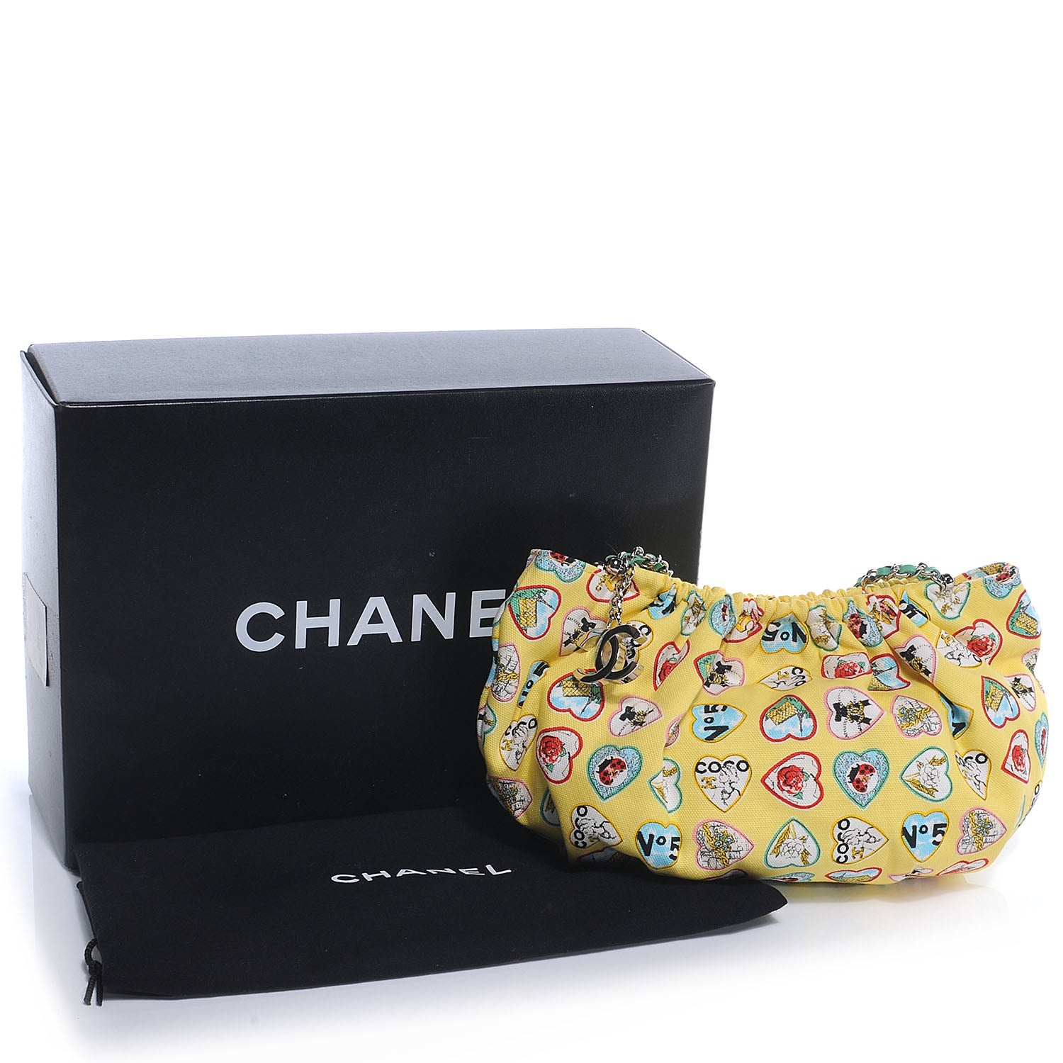 Chanel Canvas Coco Hearts Shoulder Bag Yellow 5 of 8