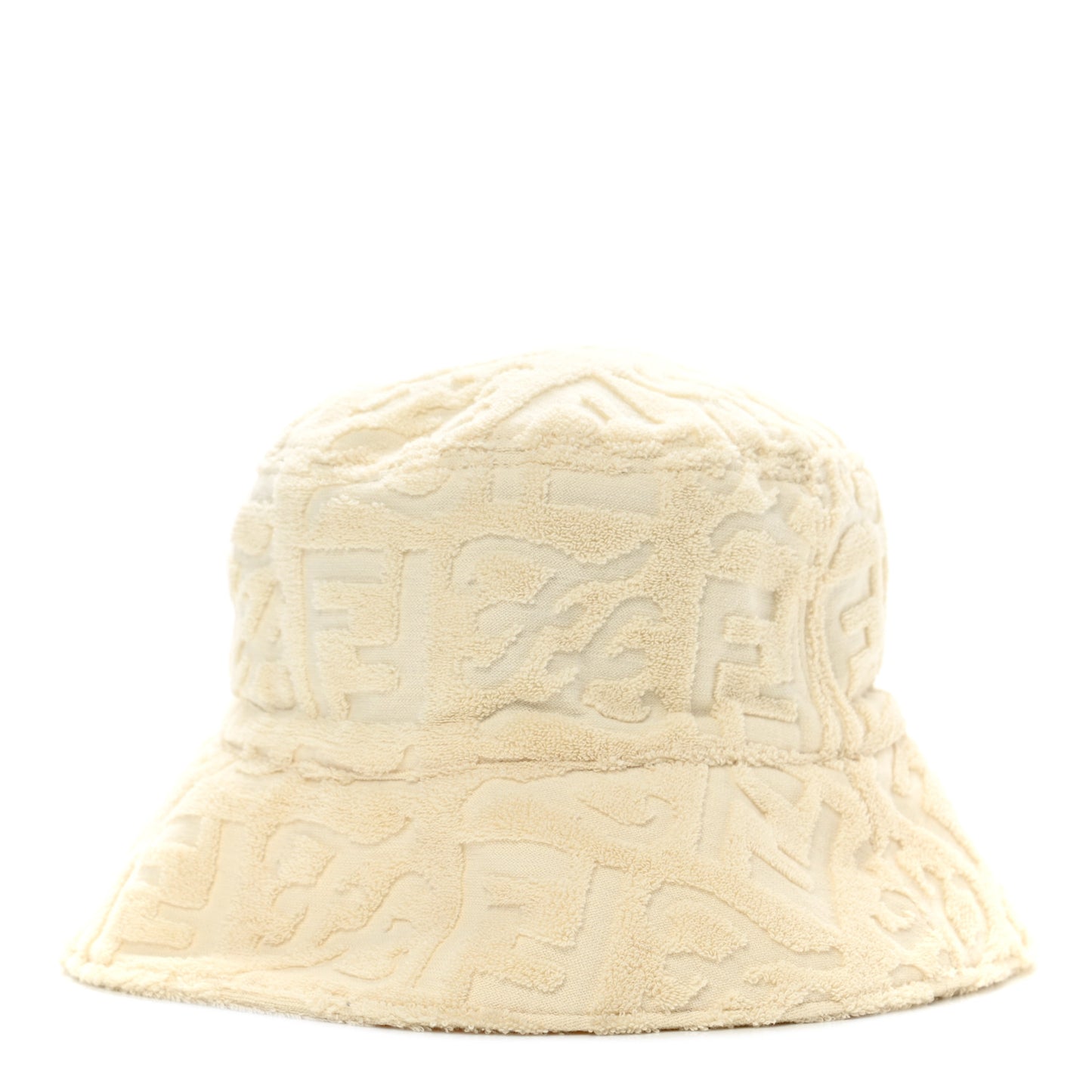 Terrycloth Karligraphy Embroidered Bucket Hat S White