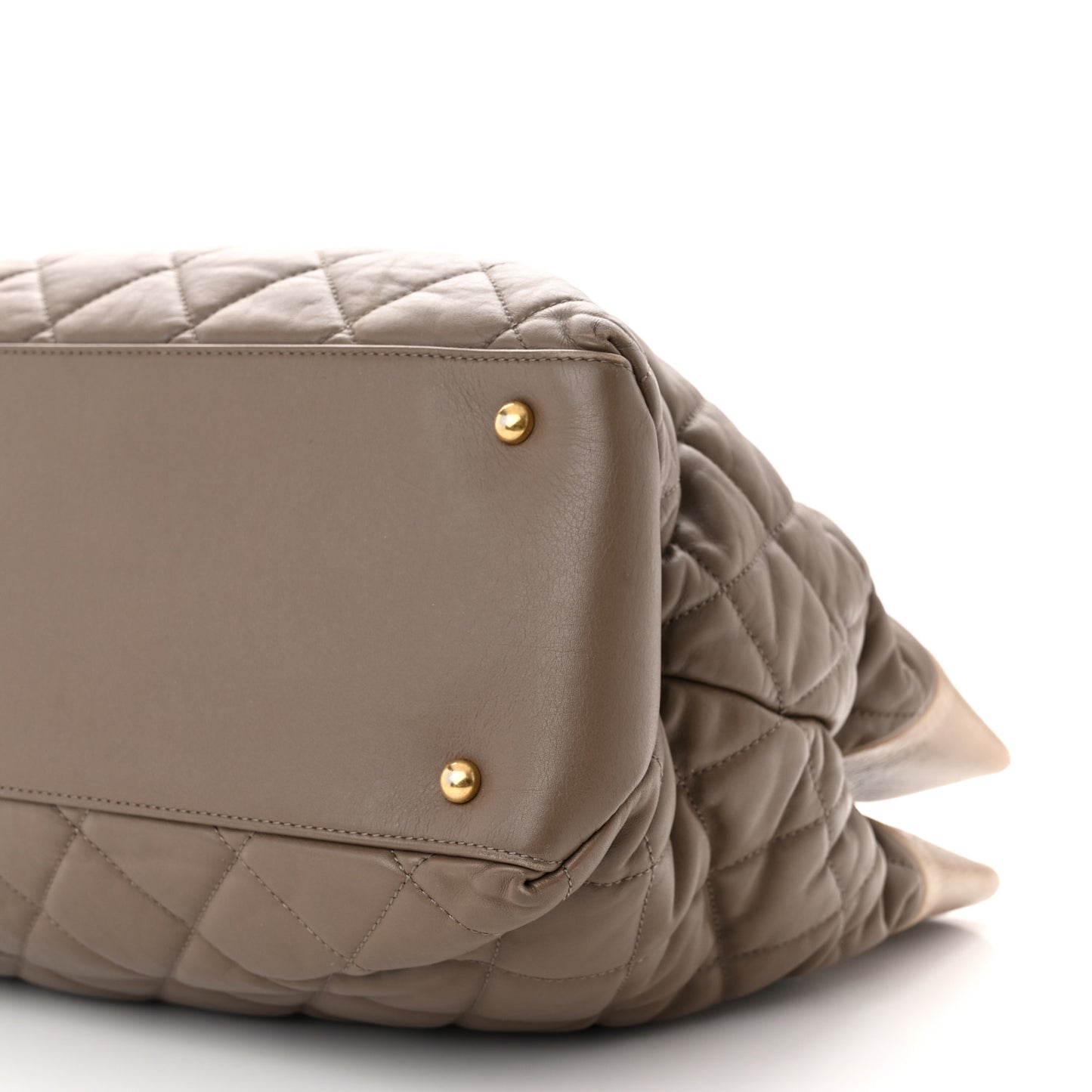 Calfskin Quilted Large Soft Elegance Tote Beige