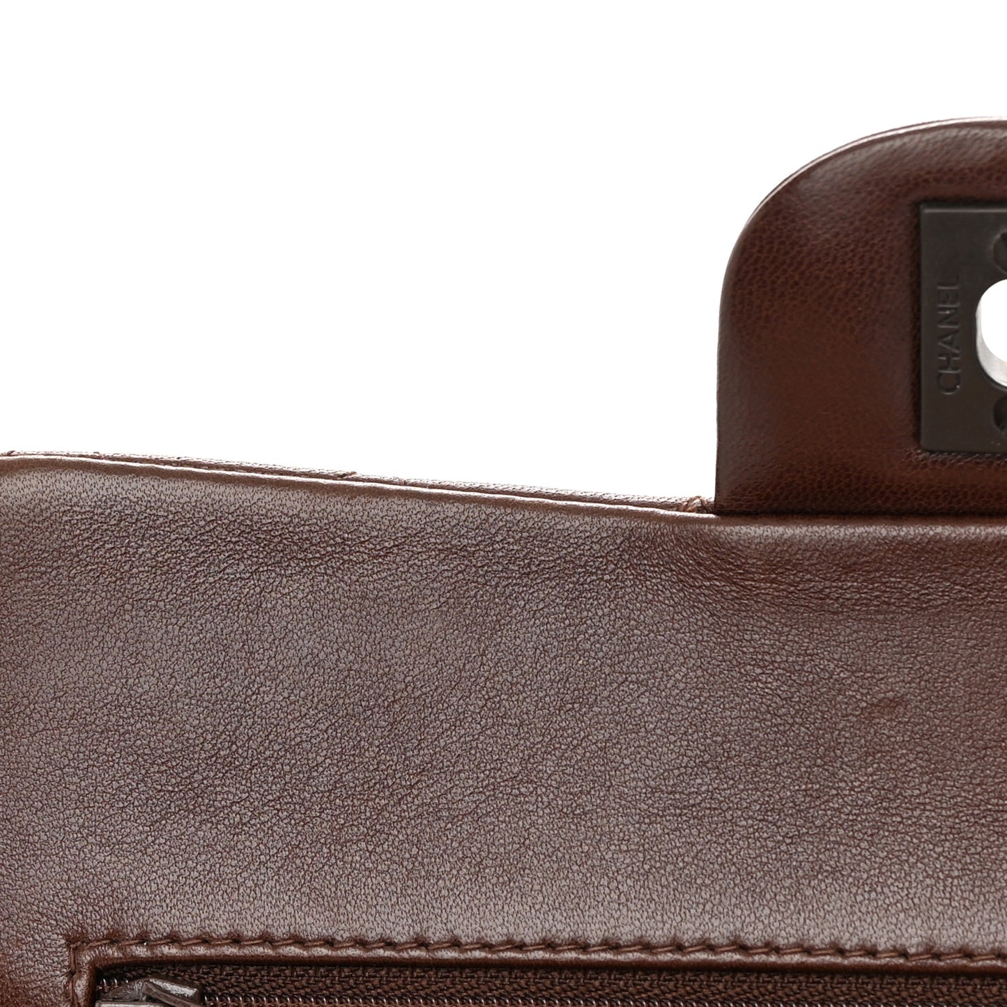 Lambskin Quilted Small Double Flap Dark Brown