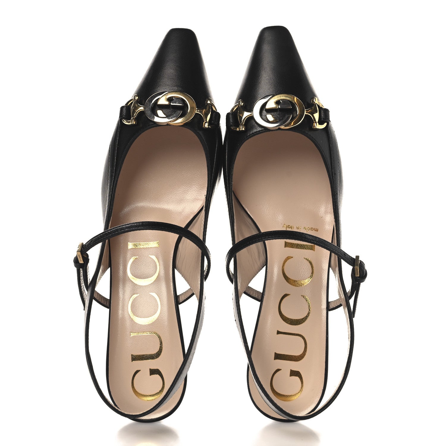 Gucci Malaga Kid Zumi Low Heel Slingback Pumps 35 Black 2 of 11