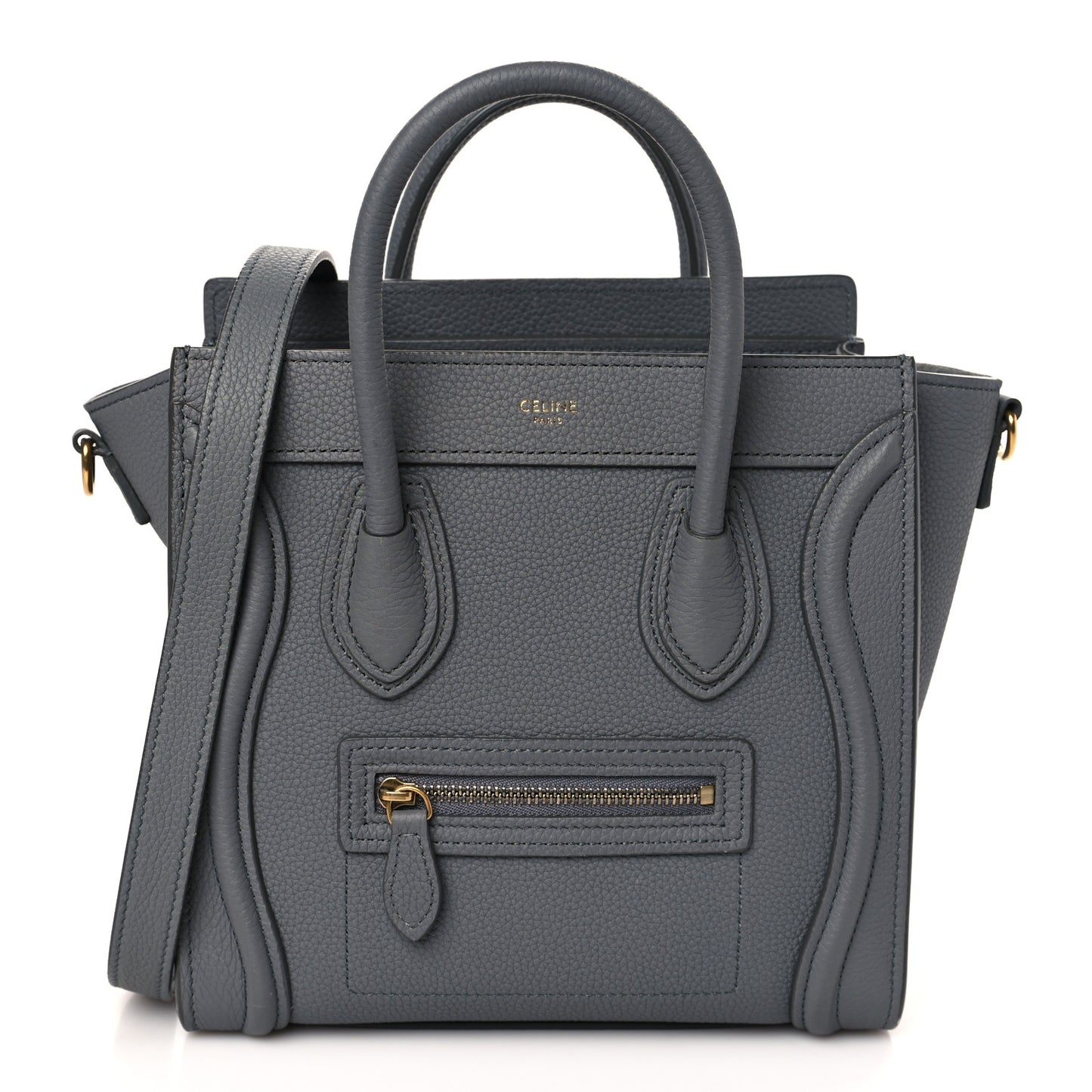 Drummed Calfskin Nano Luggage Kohl