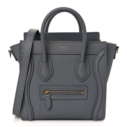 Celine Drummed Calfskin Nano Luggage Kohl 1 of 9