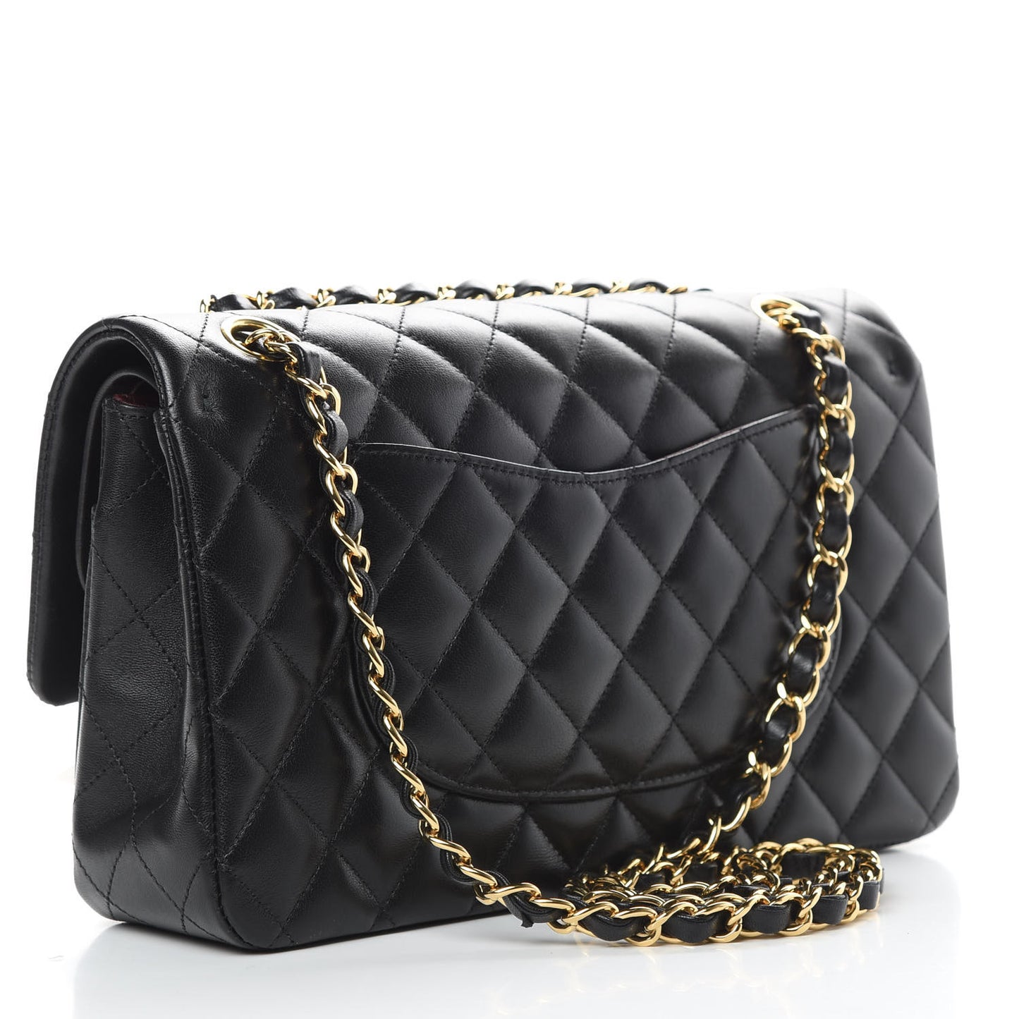 Lambskin Quilted Medium Double Flap Black