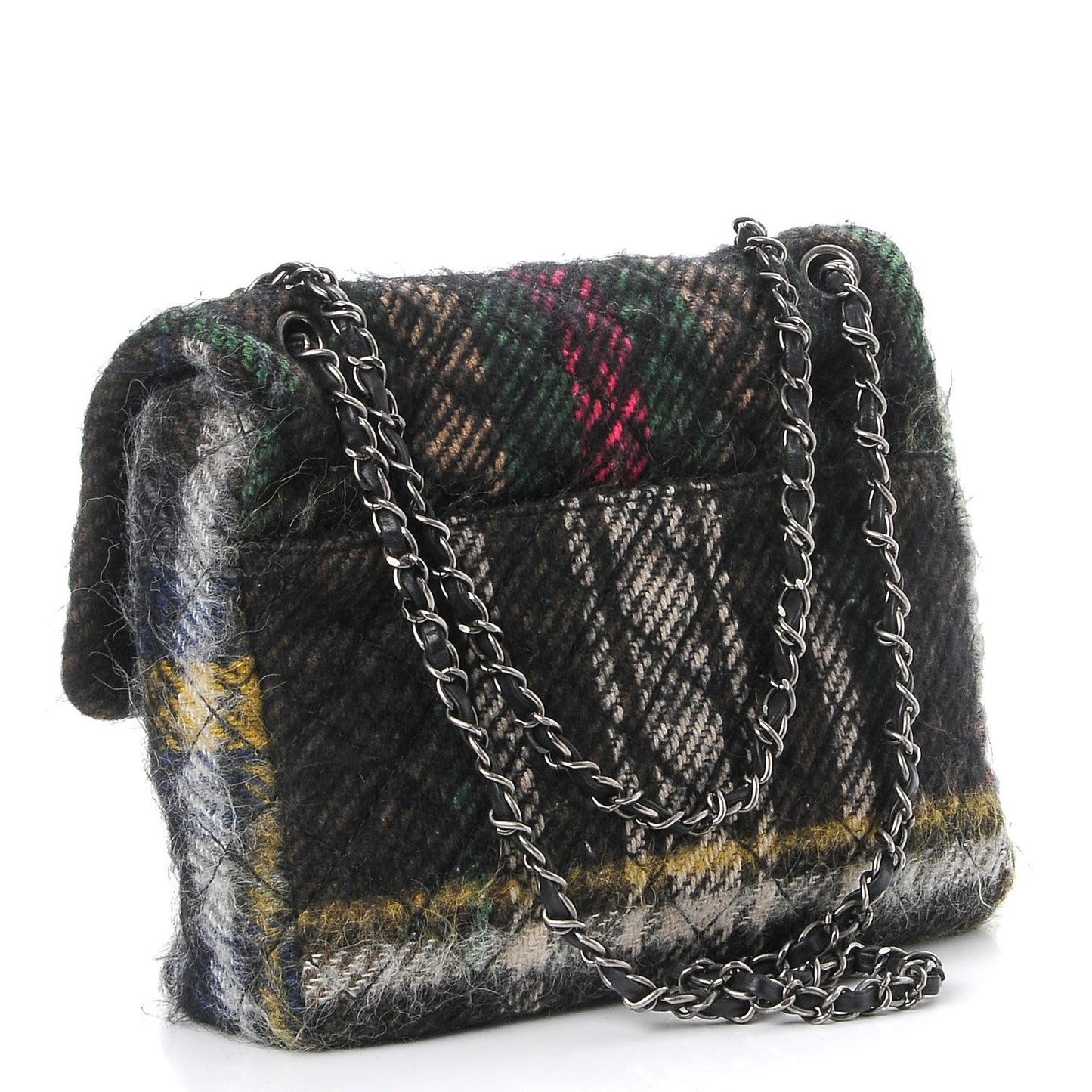 Mohair Quilted Tartan Day Flap Dark Multicolor
