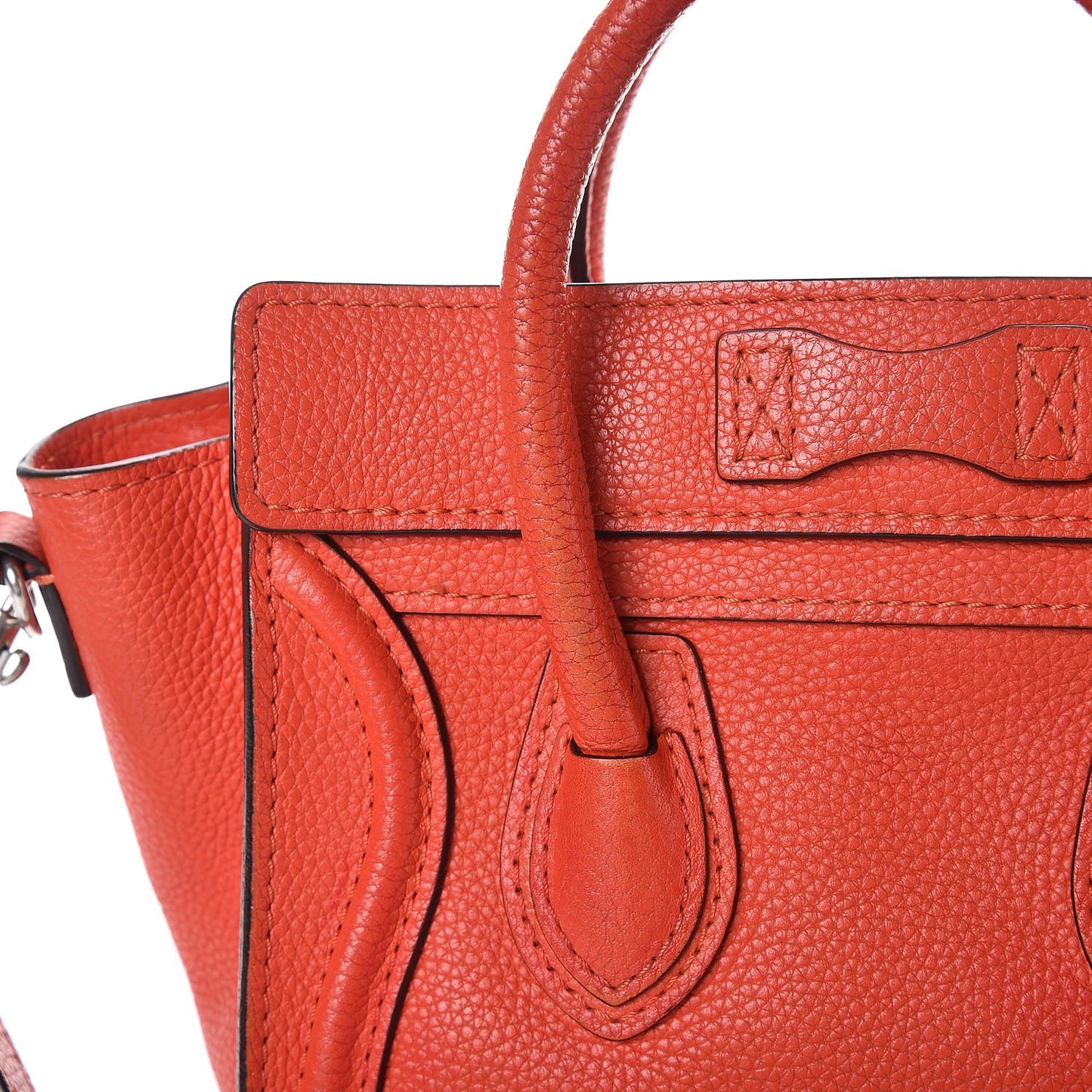 Drummed Calfskin Nano Luggage Vermillion