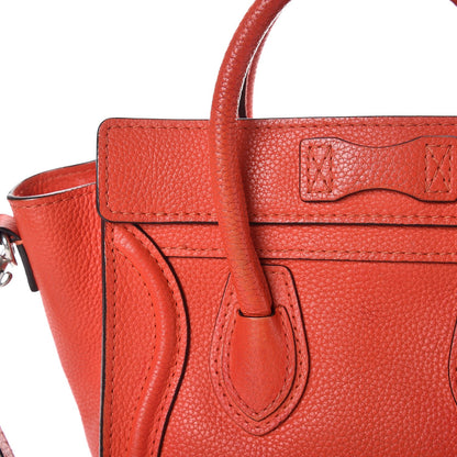 Celine Drummed Calfskin Nano Luggage Vermillion 14 of 16