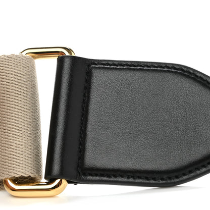 Gucci Canvas Shoulder Strap Black Beige 6 of 6